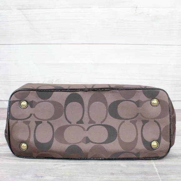 Coach F20105 Signature Brown Kisslock Carry All Purse Satchel Shoulder Bag - Picture 6 of 9